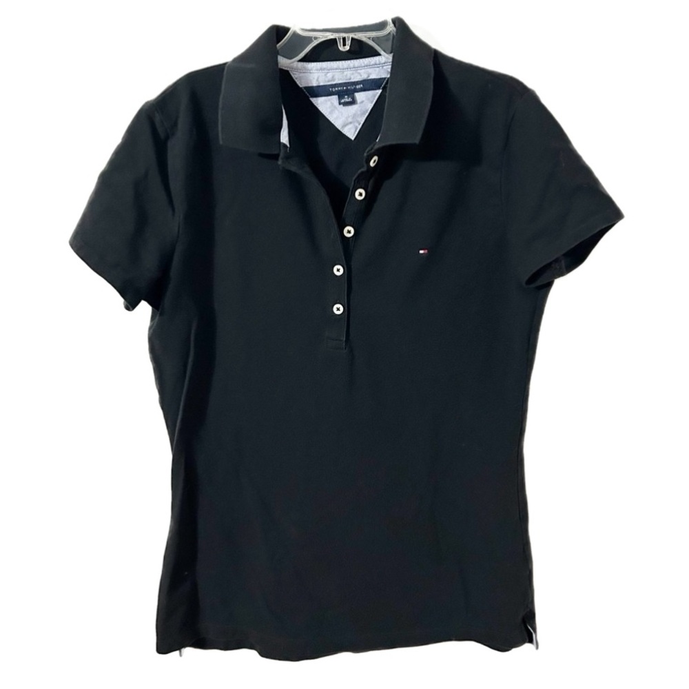 Tommy Hilfiger Short Sleeved Collared Polo Five Button Placard Shirt Preppy Golf